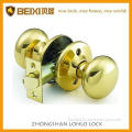 Polished brass door knob tubular passage lock for 35-50mm door